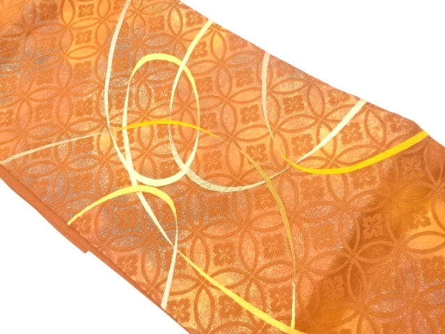 リサイクル　七宝にリボン模様刺繍名古屋帯